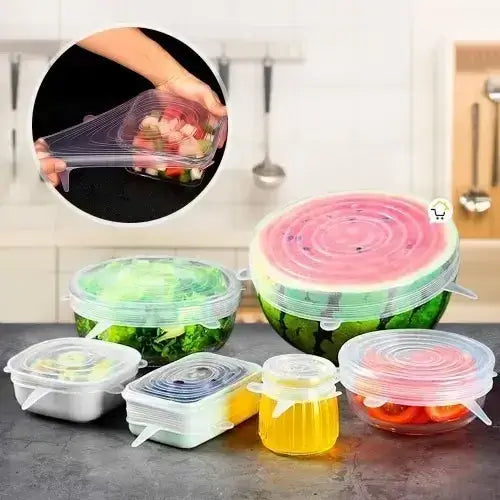 Seis Tapas Elásticas Silicona Reutilizable x2 (Pack 12 Unidades)