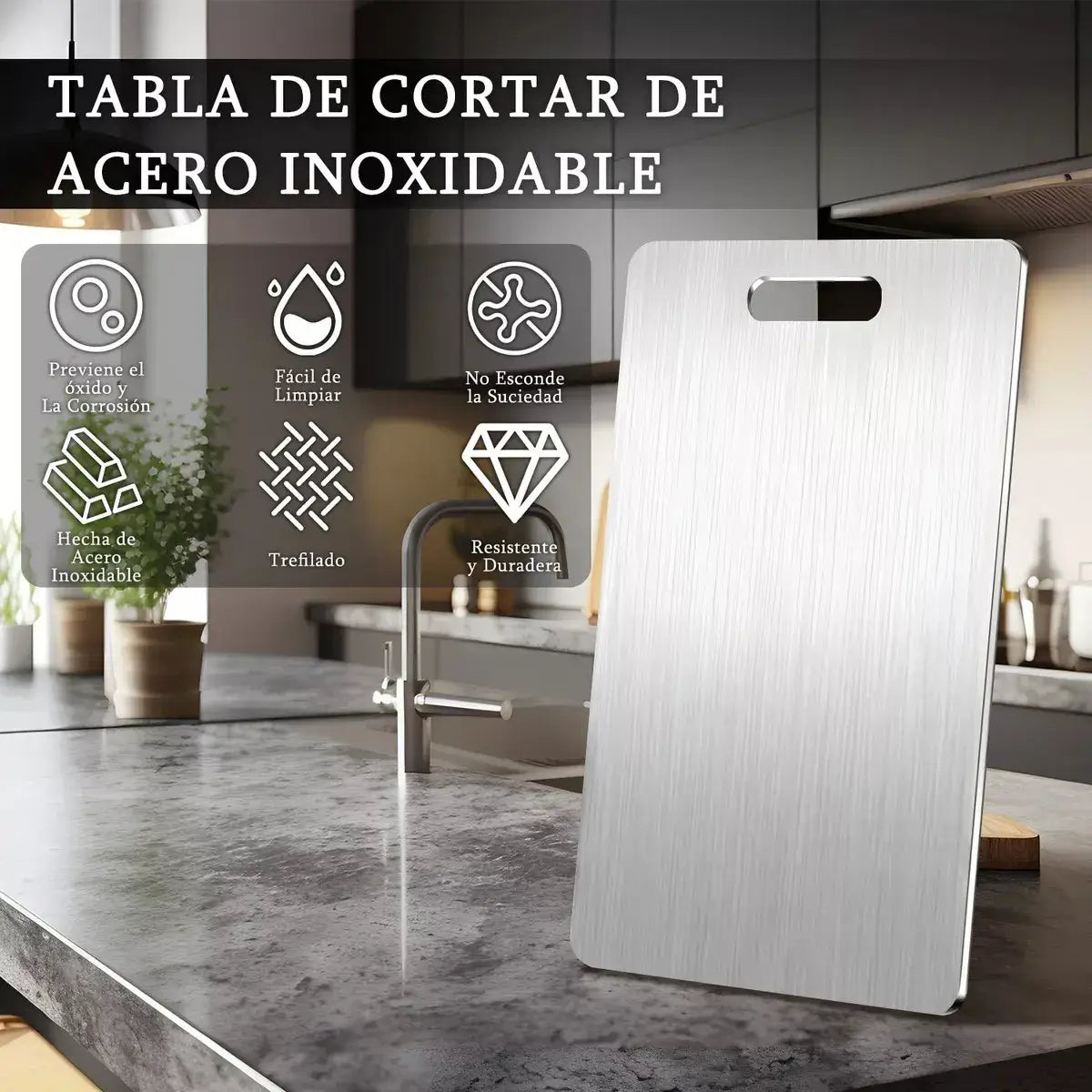 Tabla de Cocina de Acero Inoxidable 34X24CM