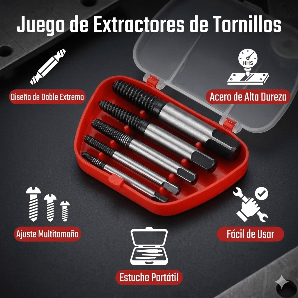 Kit Extractor de Pernos Cortados 5 piezas