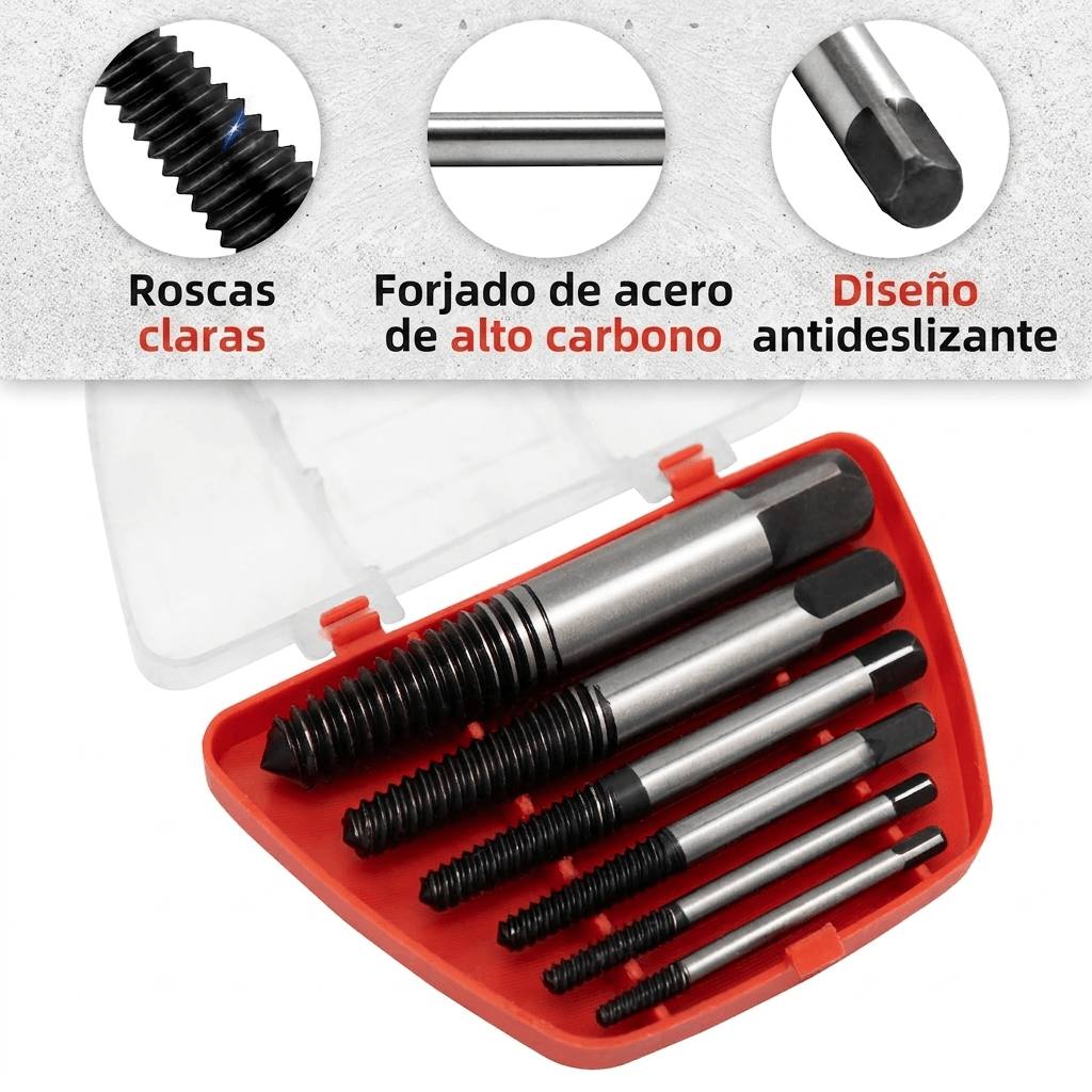 Kit Extractor de Pernos Cortados 5 piezas